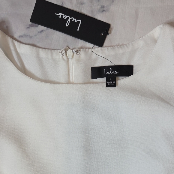 Lulu's Elegant Ruffle Shoulder White Mini Dress - Picture 2 of 8